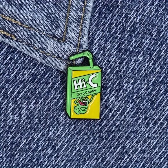 Ecto Cooler Hi-C Enamel Lapel Pin Ghostbusters Slimer 80s Retro New - Picture 1 of 2